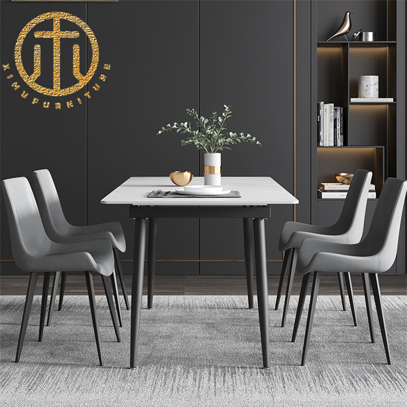 Modern Slate White Rectangular Dining Table Dining Room