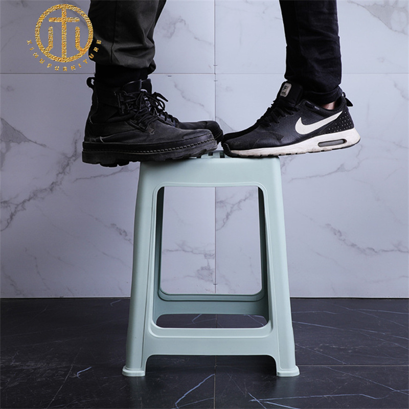 Minimalist Plastic White Square Stool in Living Room