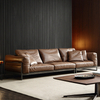 Italian Leather Brown Rectangular Sofa Home