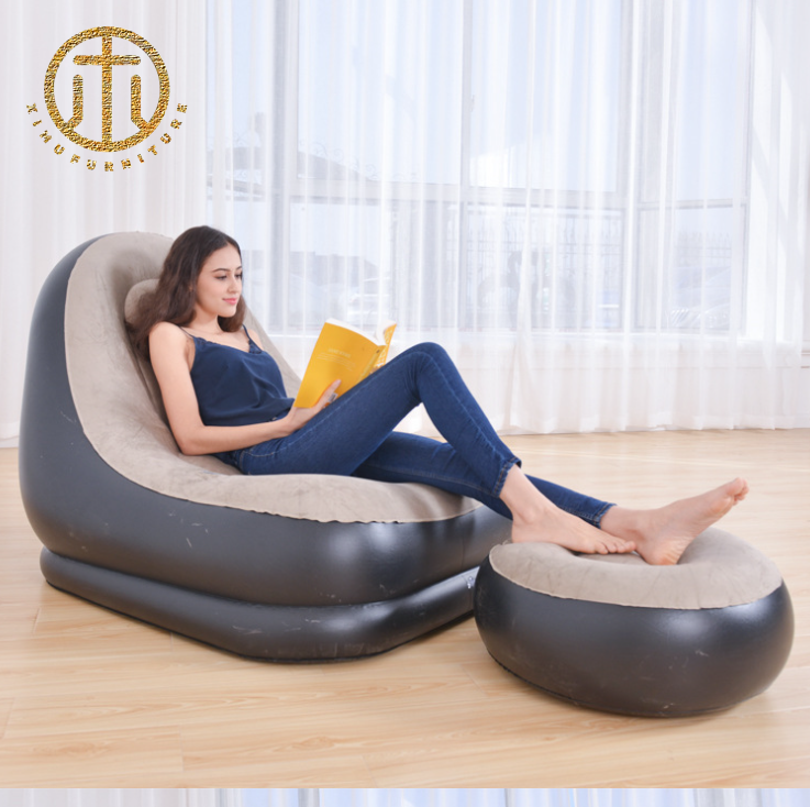 New Foldable And Inflatable Flocking Sofa Bed for Lazy People in Bedroom