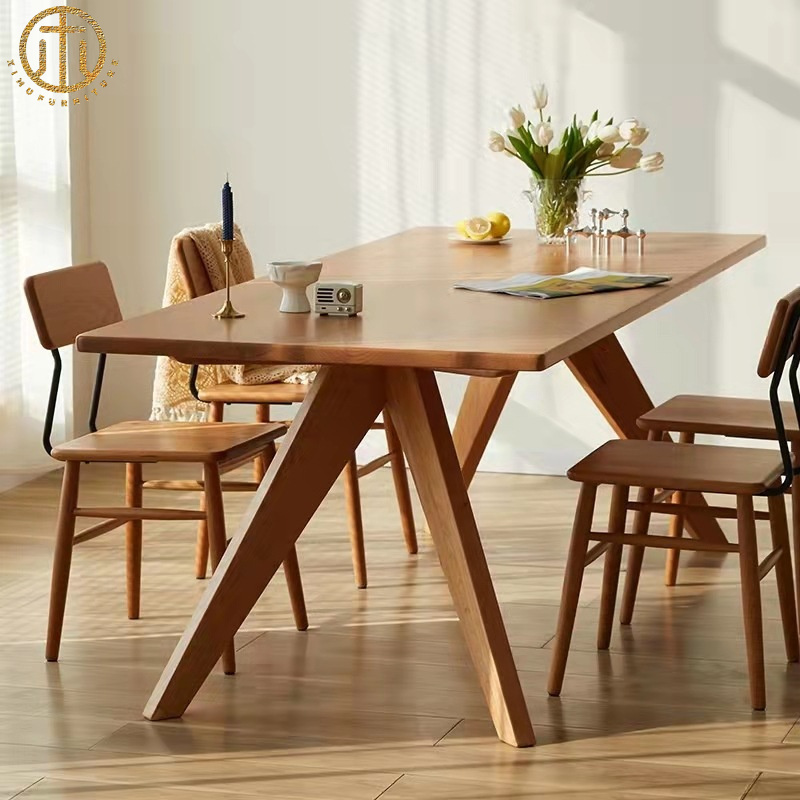 Nordic Simple Rectangular Ash Solid Wood Dining Table