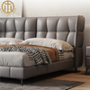 2023 New Italian Cream Style Leather Bed For Bedroom