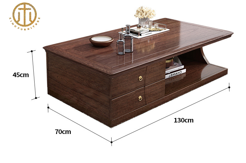 New Chinese Style Minimalist Walnut Solid Wood TV Cabinet For Living Room