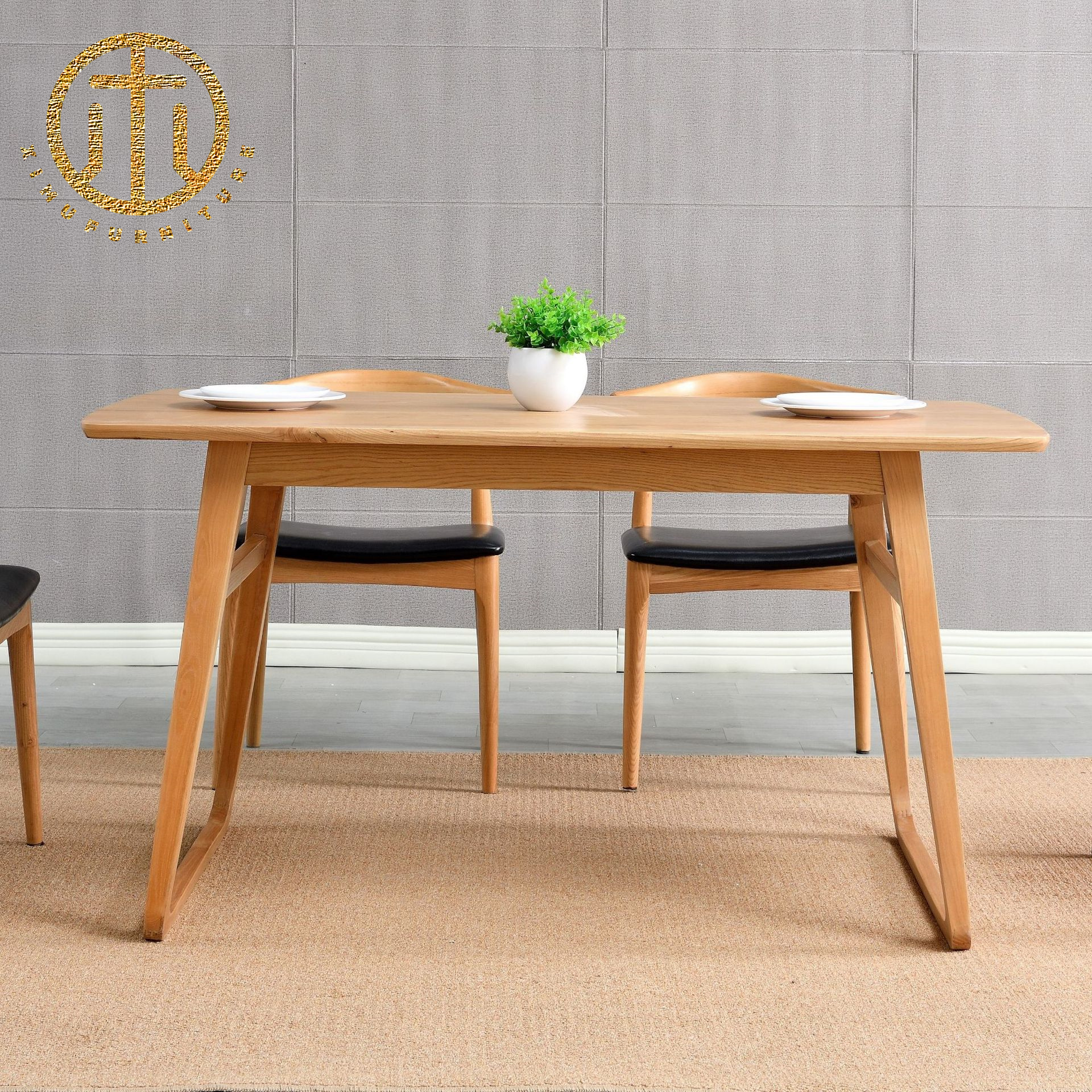 Nordic Modern Simple Ash Wood Dining Table For Dining Room