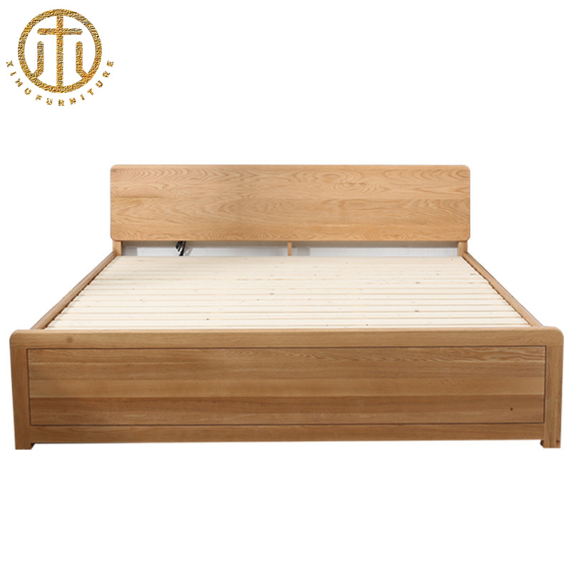 American Simple Modern White Oak All Solid Wood Box Bed For Bedroom