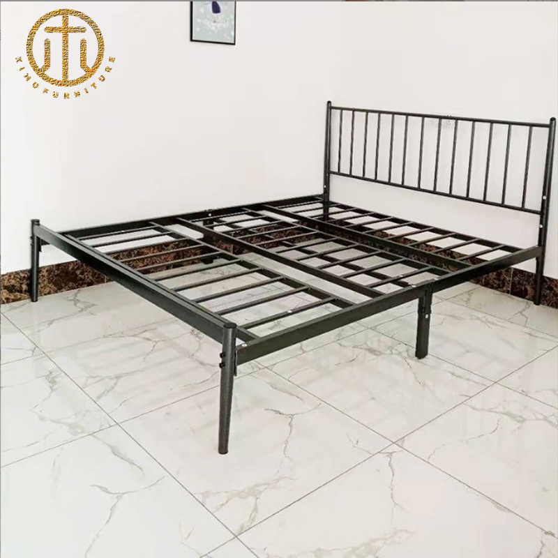 European Light Luxury Upholstered Gold Wrought-iron Bed For Bedroom