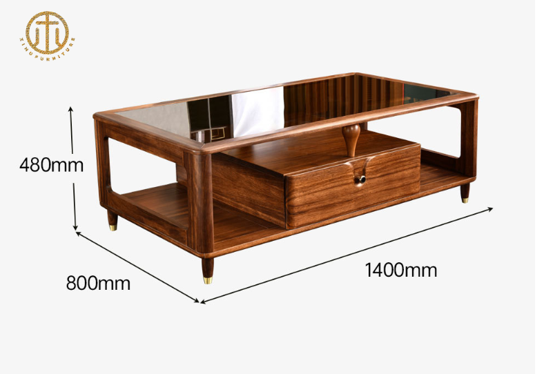 Living Room Modern Minimalist Fashion Gold Walnut Coffee Table