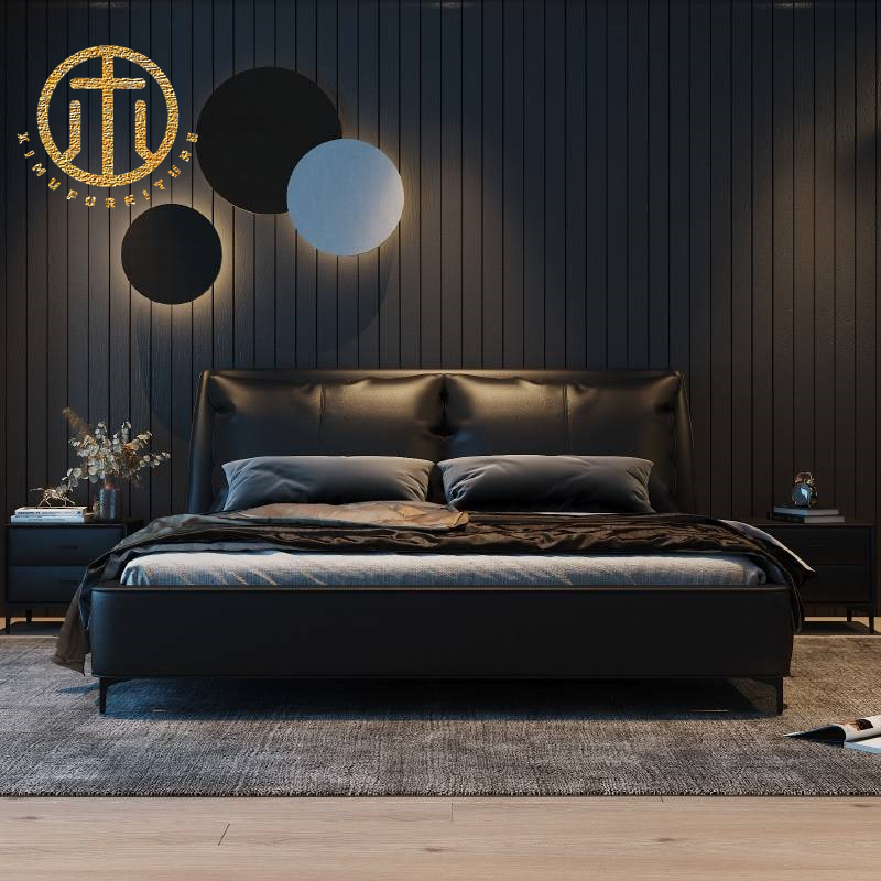 Italian Style Black Rectangular Bed Bedroom