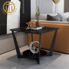 Modern Slate White Square Side Table in Living Room