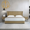 Nordic Light Brown Leather Rectangular Bed Bedroom