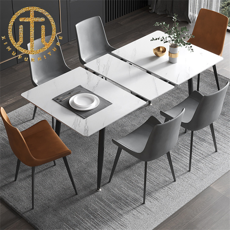 Modern Slate White Rectangular Dining Table Dining Room