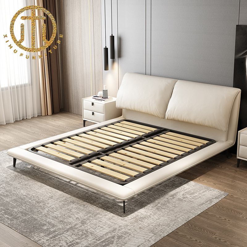 Light Luxury Italian Modern Minimalist Master Bedroom Leather King Bed