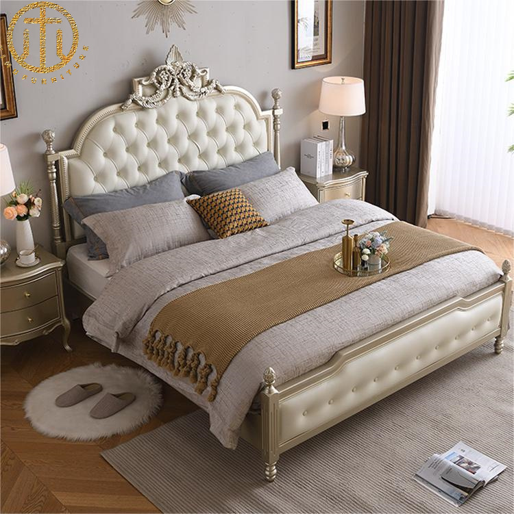 American Light Luxury 1.8m Master Bedroom Solid Wood Leather Bed