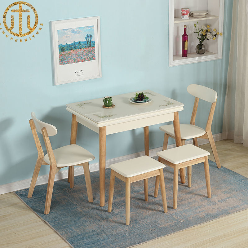 Modern Minimalist Solid Wood Telescopic Dining Table