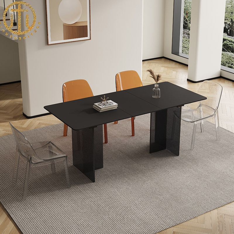 Slate Acrylic Transparent Suspended Telescopic Dining Table