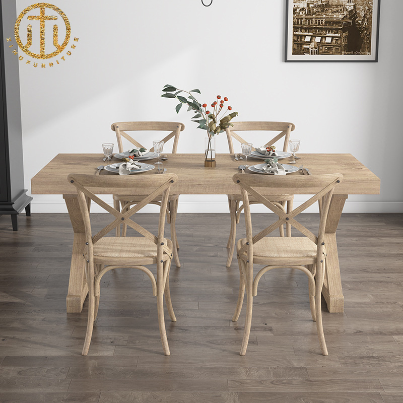 French Light Luxury Retro Solid Wood Dining Table