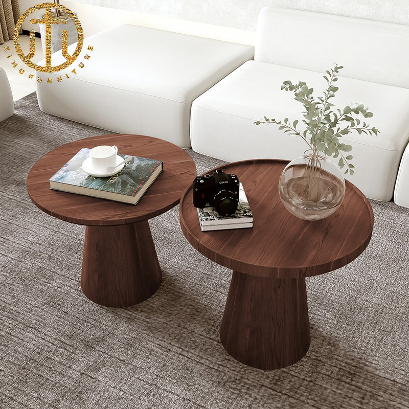 2023 Latest Creative Modern Minimalist Balcony Solid Wood Round Coffee Table