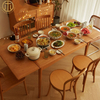 Simple Japanese Cherry Wood Extended Multifunctional Dining Table