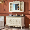 European Retro Red Oak Solid Wood Bathroom Cabinet