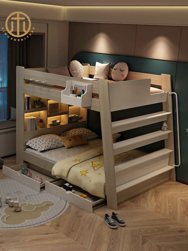 Nordic Simple Children′s Parallel Bunk Bed For Bedroom