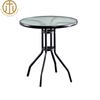 Outdoor Modern Minimalist Wrought Iron Casual Glass Coffee Table For Living Room