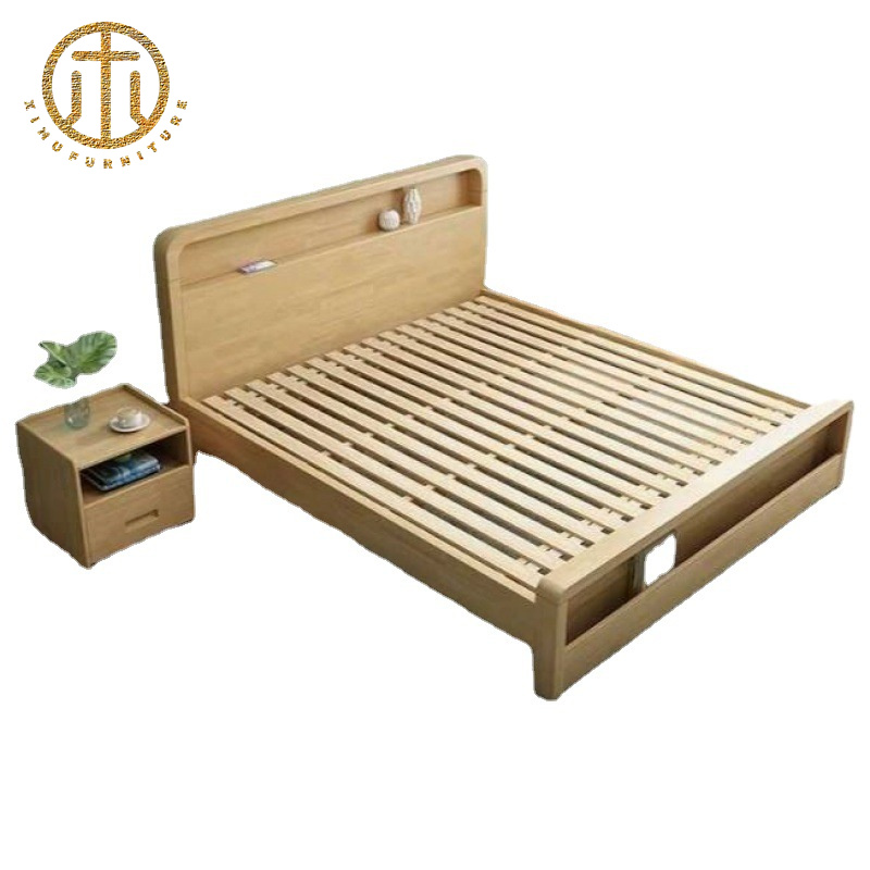 European And American Style Simple 1.8m Solid Wood Box Storage Double Bed For Bedroom