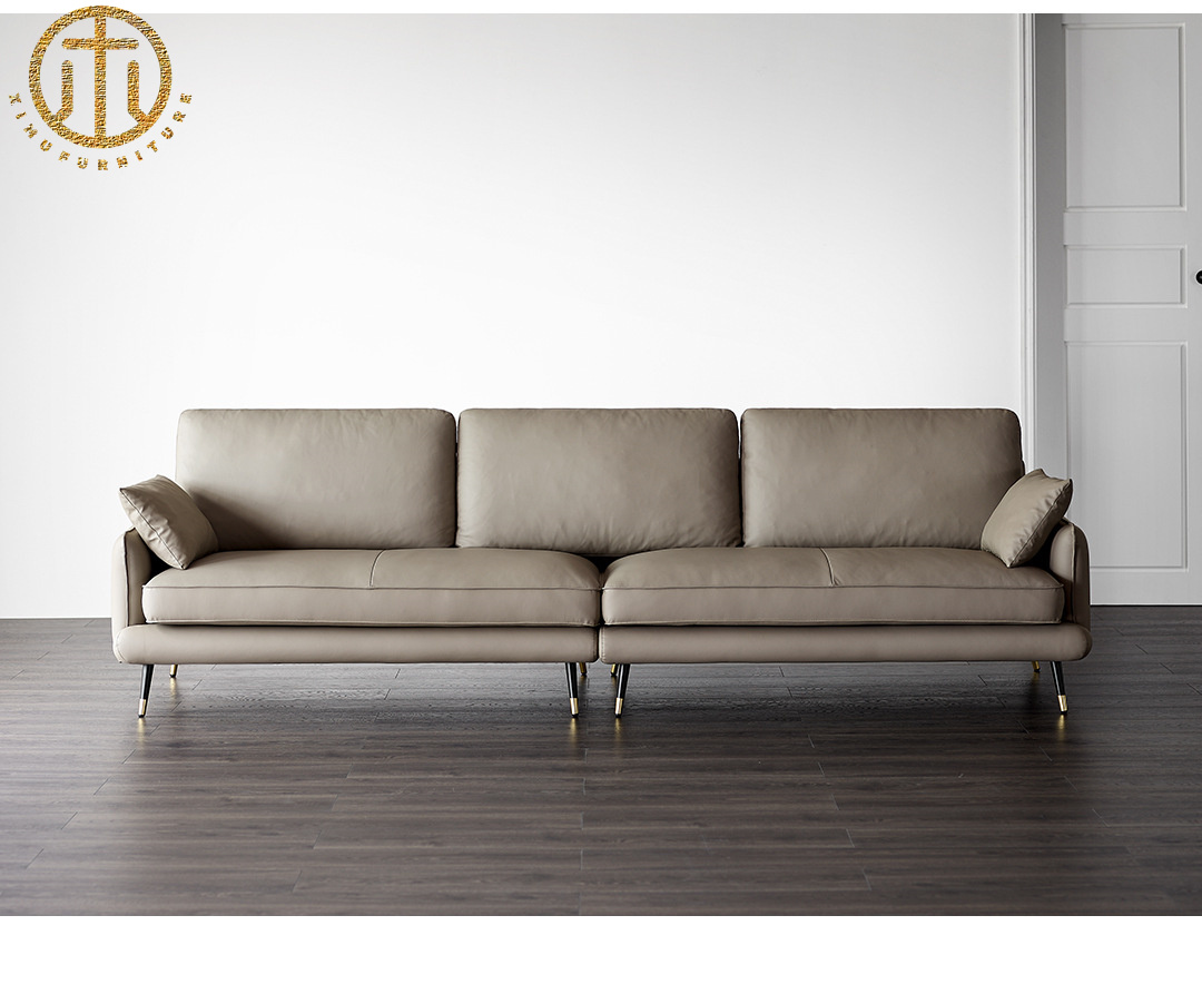 Italian Modern Minimalist Leather Sofa For Living Room